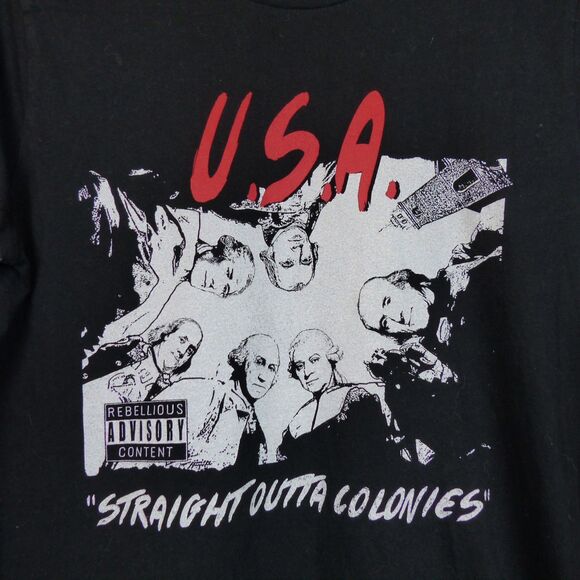 Grunt Style T-Shirt Mens M Black USA Straight Outta Colonies Graphic Patriotic - Picture 2 of 9